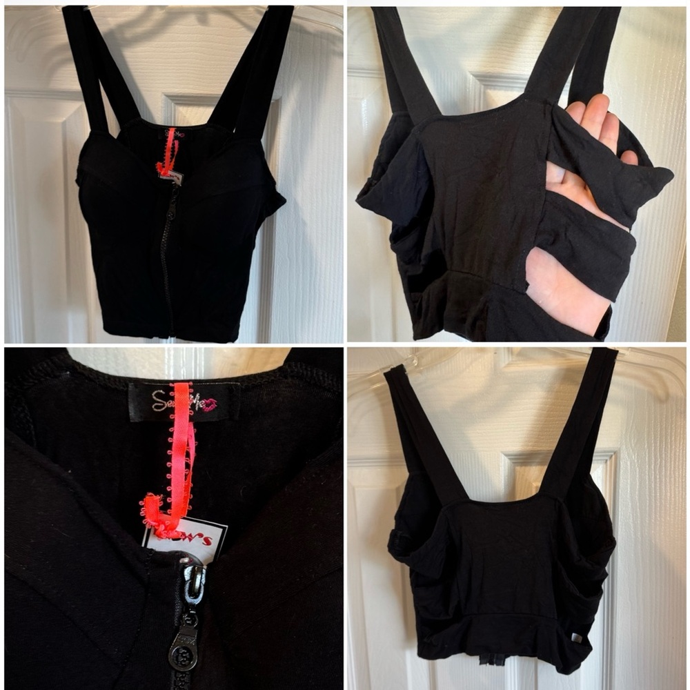 4/$15 Sexy Me NWT Black Zip Crop Top XS